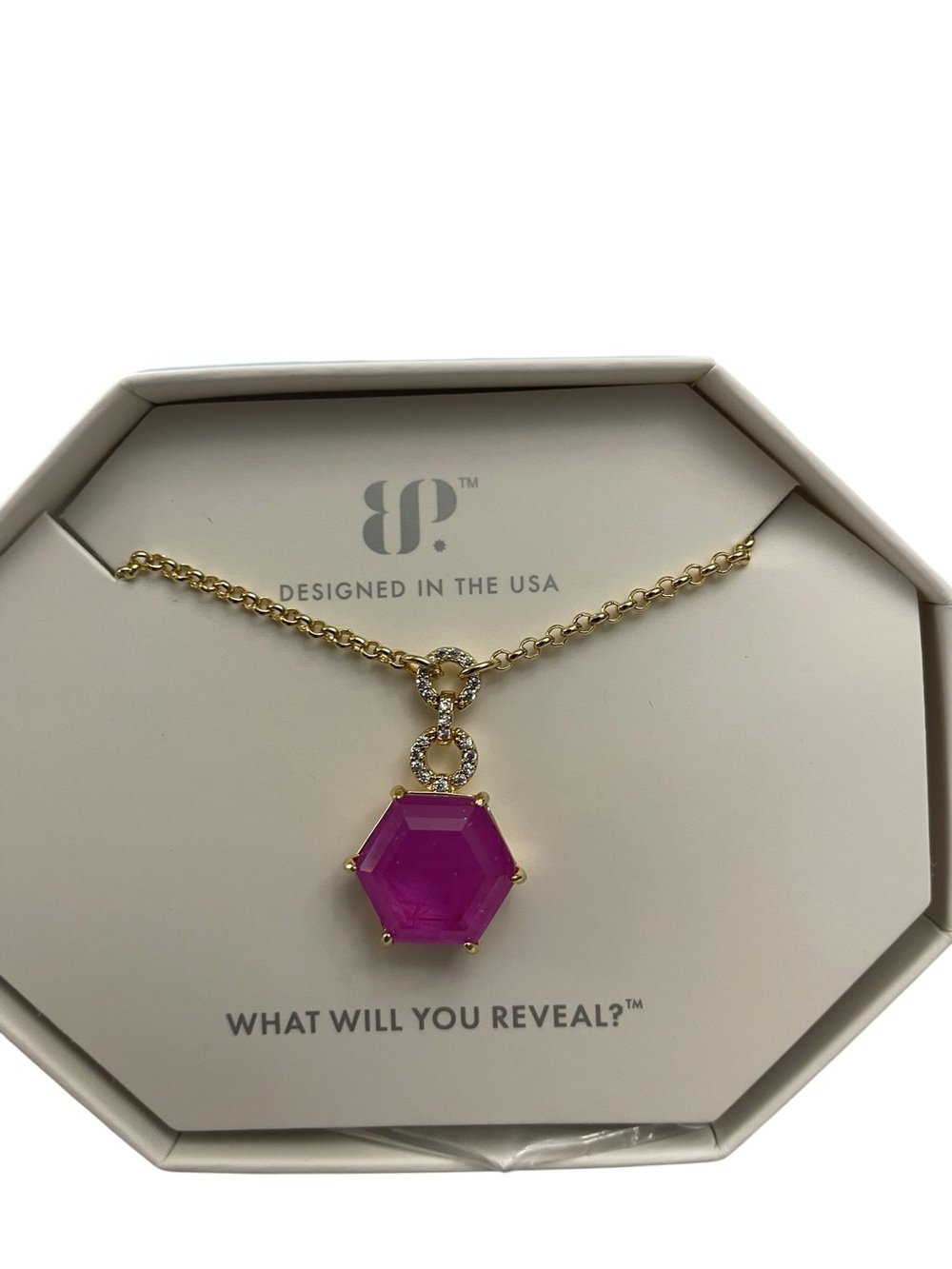 Bomb Party OG Necklace NK64831 'Held Intent' Gold/Purple Fluorite NIB
